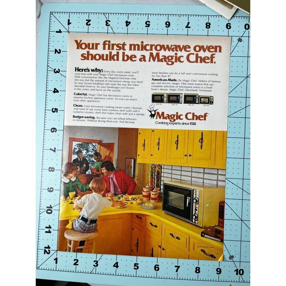 1974 Magic Chef MCM Yellow Kitchen Original Magazine Print Ad Vintage Rare